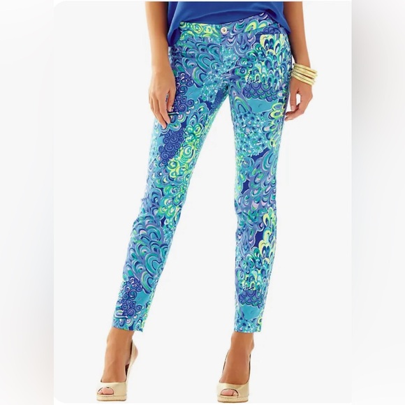 Lilly Pulitzer Kelly Skinny Ankle Pant Lilly’s Lagoon - Picture 1 of 9